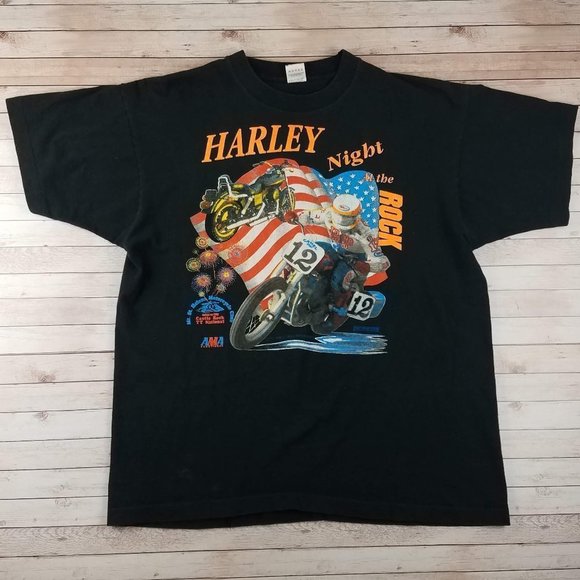 VTG 90s Budweiser Harley Night Single Stitch Tee - Picture 1 of 7